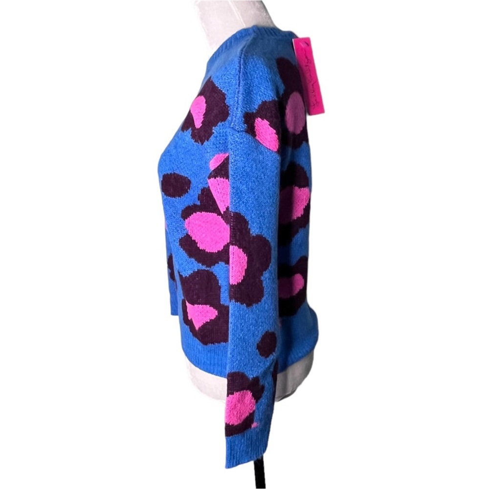 Lilly Pulitzer Ferrara Sweater Blue Flare Growl and Prowl Jacquard Print Size XS - Picture 6 of 16